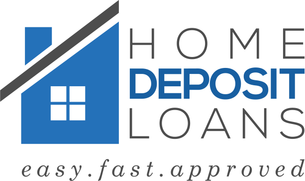Logo for "home deposit loans" featuring a stylized house design, with the tagline "easy. fast. approved." in lowercase letters.